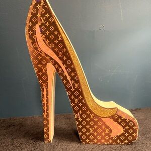 Louis Vuitton Monogram Brown and Gold Heel Art Deco